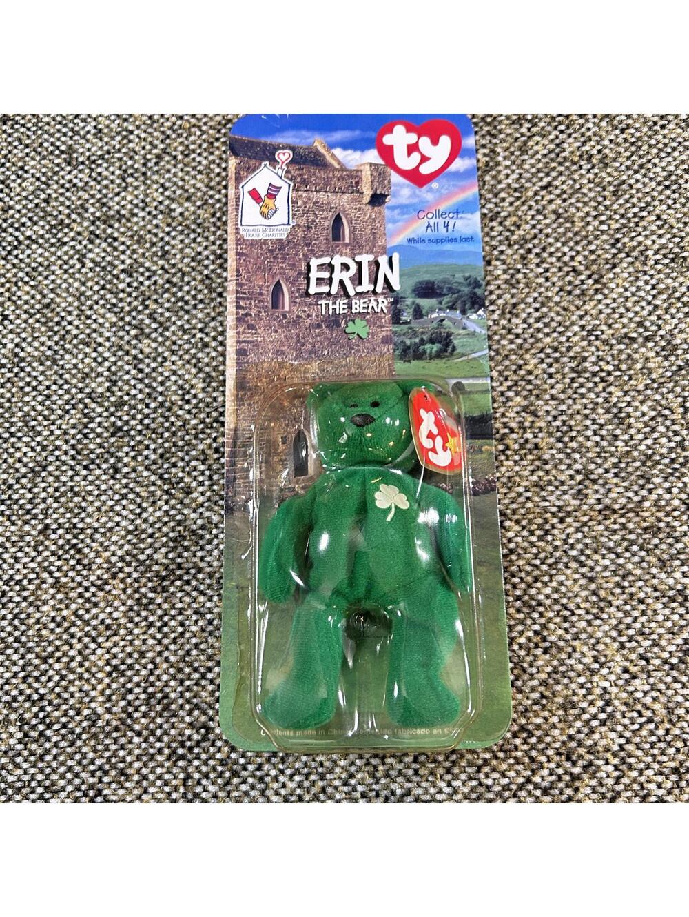 Ty Teenie Beanie Baby Erin The Bear McDonald's Green New 1999 Vintage Plush Toy